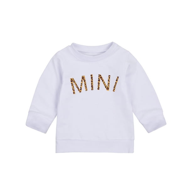 Kids Baby Boy Girl Letter Print Sweater Pullover Leopard Sweatshirt Crewneck Long Sleeve Shirts Blouse Top Fall Clothes
